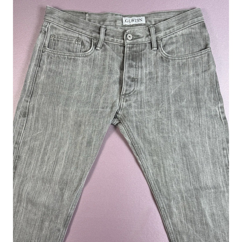 Gustin Selvedge Men's 35x28 California Skinny Raw Jeans with Button‎ Fly 116699